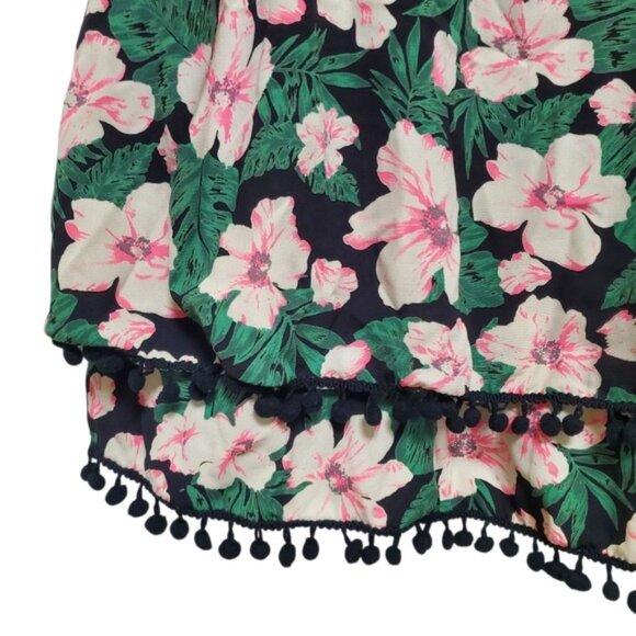 Tropical Boho Tank With Pom Pom Fringe Layered Ruffles - Picture 4 of 9